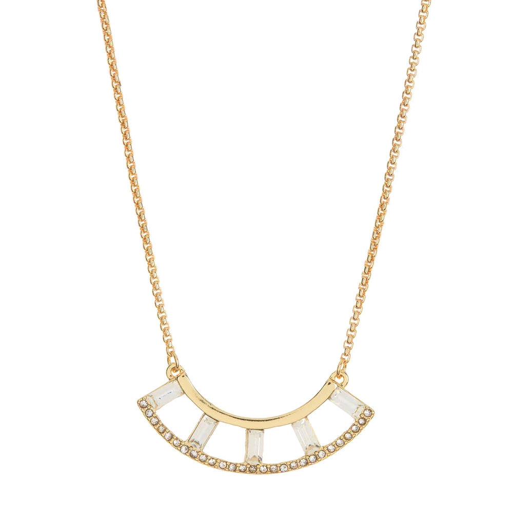 VINCE CAMUTO 18K GOLD Pave Baguette Rhinestone Necklace Gold Necklace NEW IN BOX